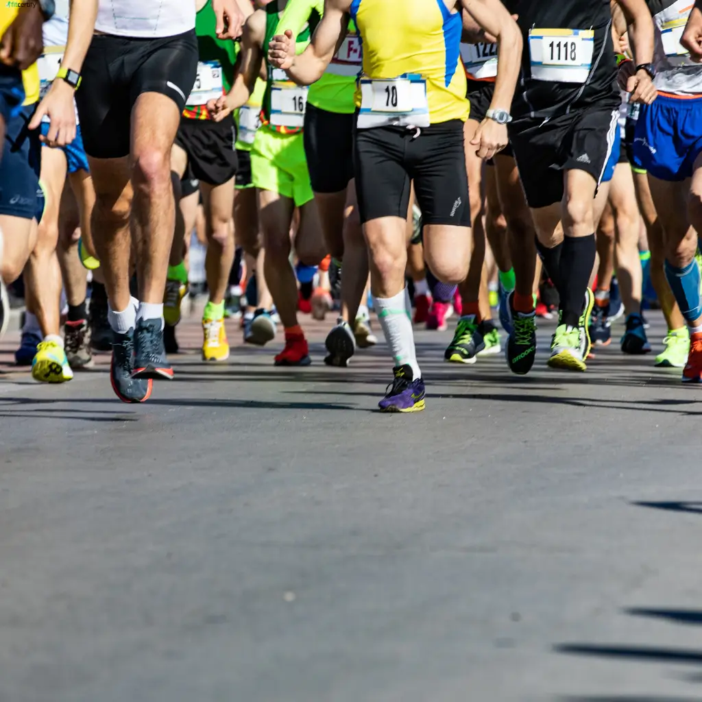 A group of runners participating in a race after having obtained a marathon medical certificate from Fit Certify.