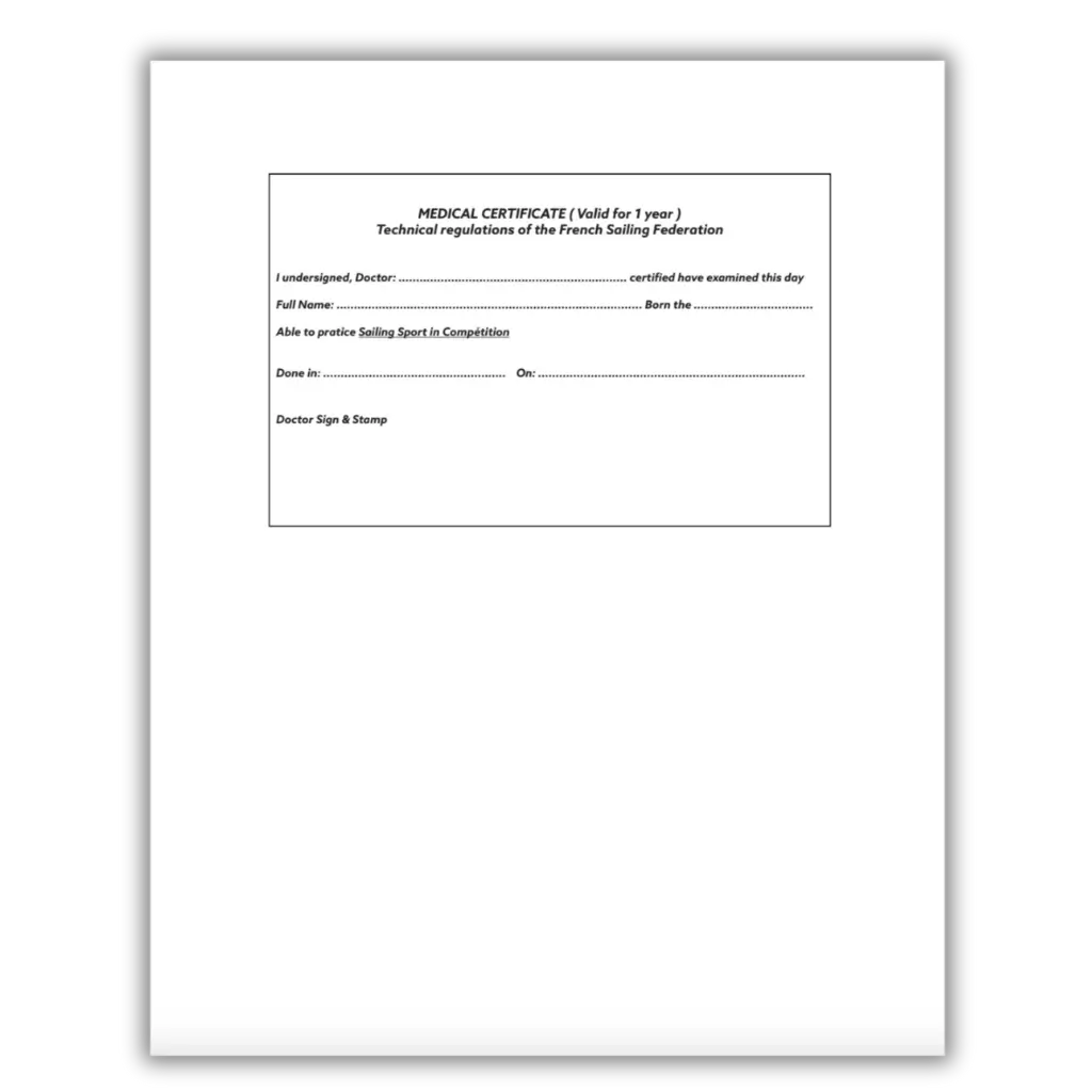 A Defi Wind medical certificate by Fit Certify.