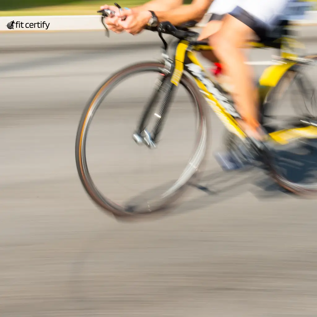 An athlete participating in an Ironman triathlon event, after getting a sports medical certificate from Fit Certify.