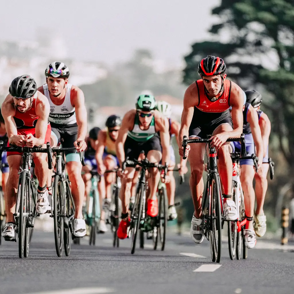 A group of cyclists participating in the Gran Fondo Ventoux, after getting a cycling medical certificate from Fit Certify.