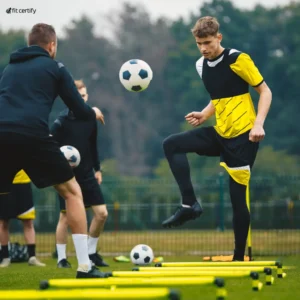 A footballer participating in a camp after getting a fit to play medical certificate from a doctor at fit certify.