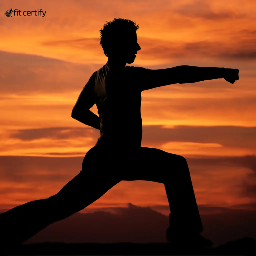 An athlete participating in kung fu in competition, after getting a martial arts medical certificate from Fit Certify.