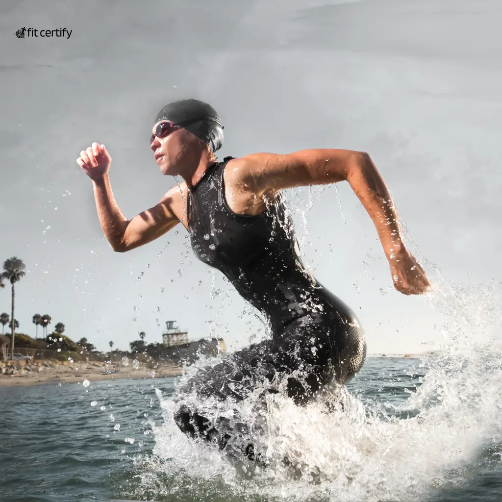 An athlete competing in the Ironman Emilia Romagna 70.3 after getting a triathlon medical certificate from Fit Certify.